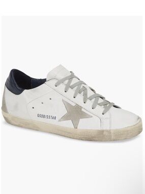 Golden Goose Super-Star Low Top Sneaker White and Navy Size 39/9